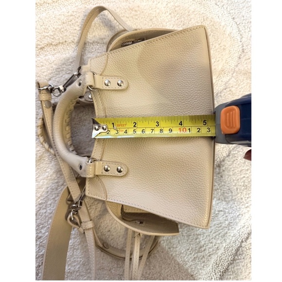 Auth LIKE NEW Balenciaga Neo mini Cream calfskin Leather Handbag 2 way strap - Picture 12 of 14